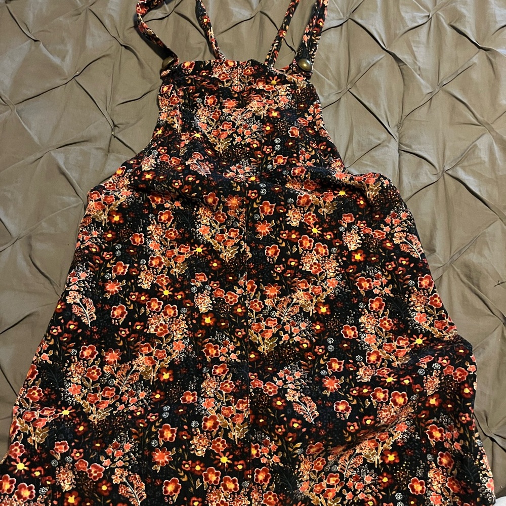 Corduroy Floral Overall Dress